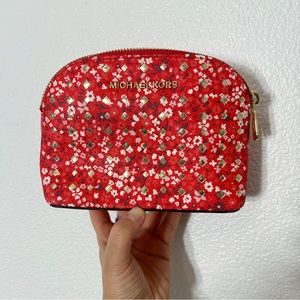 Michael Kors makeup pouch red florals spring